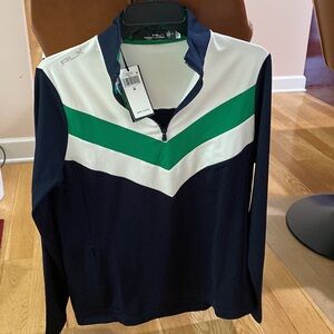 NWT Polo Ralph Lauren Striped Interlock Quartet -Zip Pullover.Womens.$148